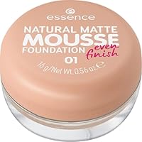 essence NATURAL MATTE MOUSSE FOUNDATION, Nr. 01, Nude, mattierend, abdeckend, Expressergebnis, matt, vegan, ölfrei, ohne Parfüm, ohne Alkohol, 1er Pack (15g)