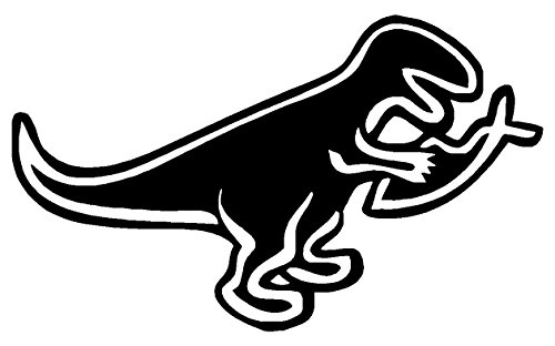 Sassy Stickers Dinosaur Eating Jesus Fish White Evolve Decal Car Sticker
