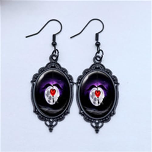 Gothic Mystery Witch Cameo Earrings,Vintage Crystal Glass Witch Dangle Earring Punk Style Mystery Earrings Goth Victorian Earring Halloween Jewelry for Women (Purple1) by PINK TOWN - Image 4