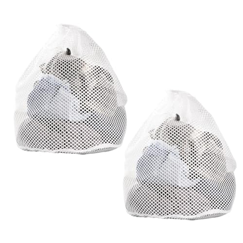 2 Pcs Net Laundry Bags, Drawstring Mesh Laundry Bag, Reusable Delicate Laundrys Bag for Washing Machine, Delicates, Bra, Socks, Baby Clothes, Durable Washing Machine Bag, 30x40cm