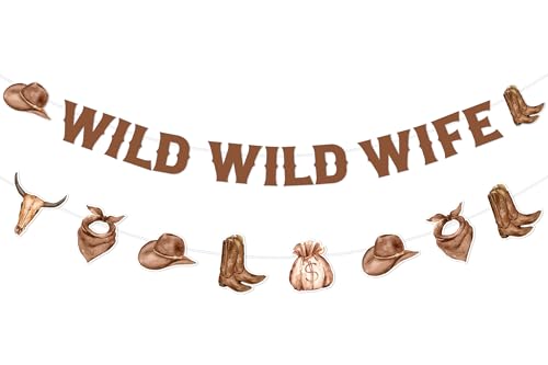 Fangleland Western Cowgirl Party Decorations, Brown Wild Wild Wife Banner Hats Boots Garland, Rodeo Birthday Bachelorette Bridal Shower Wedding Party Supplies for Women