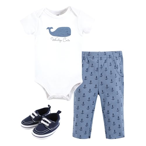 Image of Hudson Baby Unisex Baby Cotton Bodysuit, Pant and Shoe Set