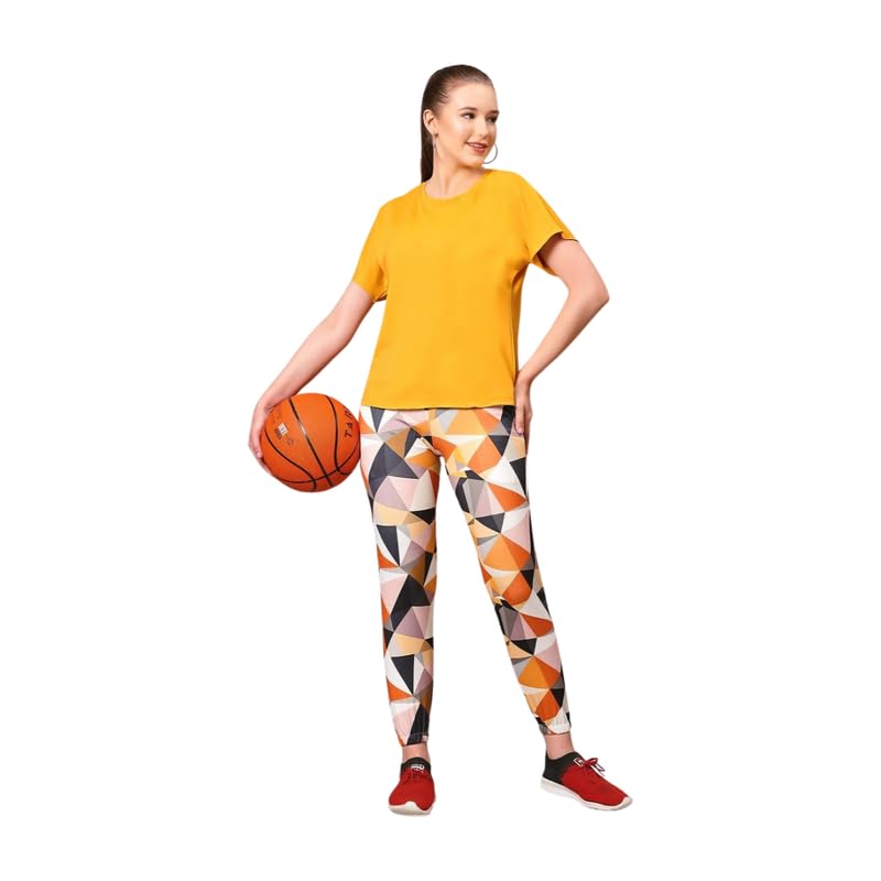 Women Solid T-Shirt and Geometric Print Jogger Set | Stylish Co-Ord Tracksuit for Gym, Yoga, Jogging, Running, Workout, Casual Wear, Travel & Comfortable Loungewear-image-23