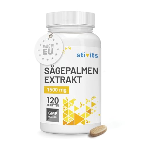 Sägepalme 1500mg hochdosiert 120 vegane Tabletten Serenoa Repens Extrakt 10:1 Ohne Zusatzstoffe laborgeprüft glutenfrei & vegan Für Männer & Frauen Hergestellt in der EU