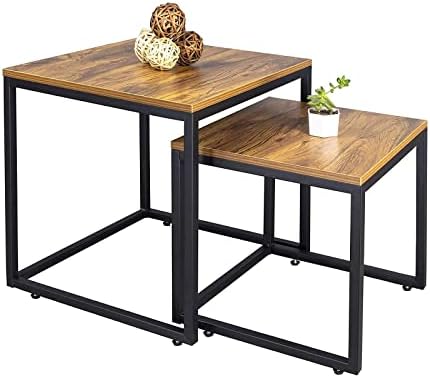 DIMAR GARDEN 2 Set Wood Nesting Coffee Tables,Side Table for Livi...