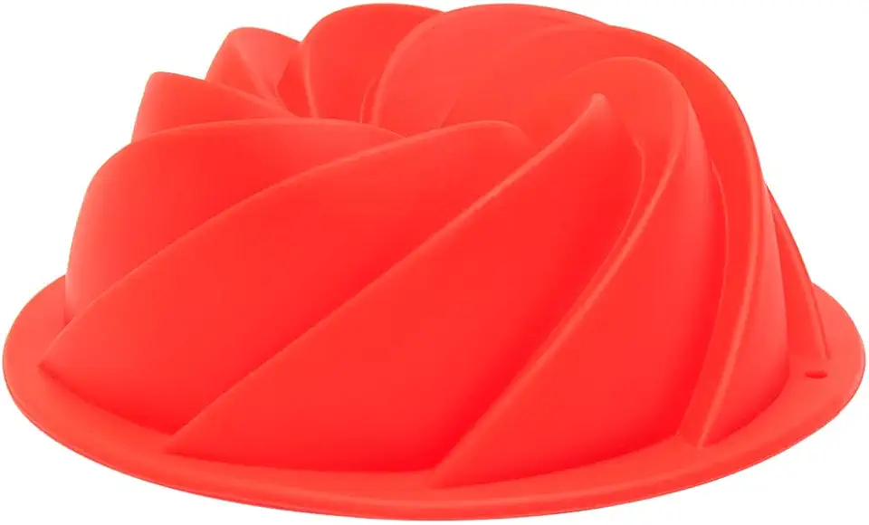 Mimo Style Forma de Silicone Vermelha para Assar com Design Espiral, Ideal para Flan, Pudim, Bolo, Pastas, Cremes - Antiaderente com 11cm de Diâmetro e Capacidade de 200 ml Flexível e Resistente