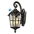 DEWENWILS Dusk to Dawn Outdoor Wall Light, Waterproof Exterior Light Fixture, Black Roman 17.7" H Wall Mount Sconce Porch Lights, Outside Wall Lantern for House, Garage, Patio, E26 Socket