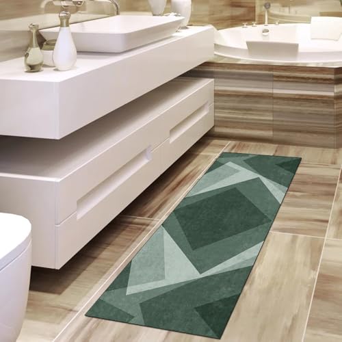 Alfombra de cocina verde estilo patchwork para pasillos 4