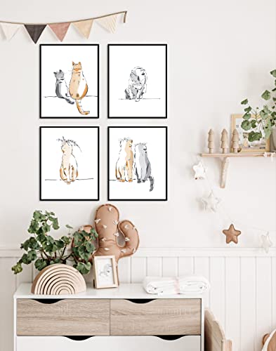 W.o.w.a - Brighten Up Your Home With Our Collection Of Cute Cat Charcoal Art Prints - The Perfect Way To Add A Pop Of Color And A Touch Of Cute To Any Room (8"X10", Unframed) #TOP3