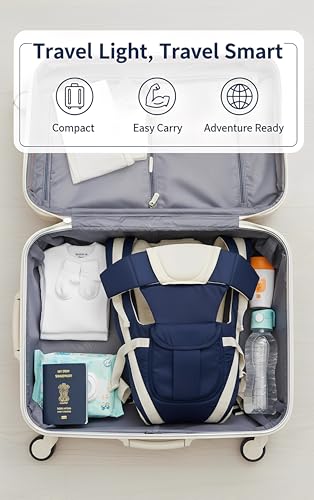 Image of 4-in-1 Adjustable Baby Carry Bag with Front & Back Carry Options | Ergonomic Infant to Toddler Carrier with Head and Back Support, Safety Buckles & Breathable Fabric (0-3 Years) (Blue)