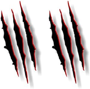 2 Ripped Claw Marks Vinyl Sticker Decals Jurassic Dinosaur Monster Scratches Torn Metal Vehicle Park Decal Stickers (Black 9'')