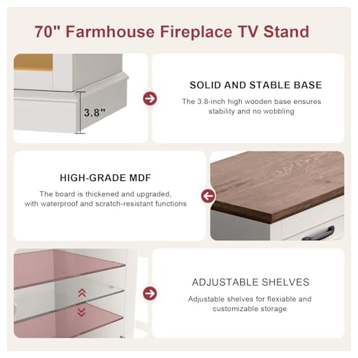 MXV 70" Modern Fireplace TV Stand