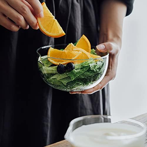 2Pcs 200ml Glass Mixing Bowl with Small Pour Spout, Transparent Fruit Salad Mixing Bowls Food Chips Salad Serving Bowls for Home Kitchen Tableware - Microwavable