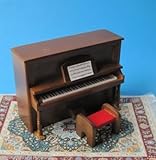 CREAL SàRL Puppenhaus Klavier Piano mit Hocker Puppenmöbel 1:12 (braun)