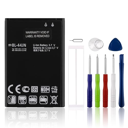 SwarKing Rechargeable 0-Cycle Replacement Battery BL-44JN Compatible with LG Optimus Zone E400 Optimus L3 E400 L5 E612 EAC61679601 with Toolkit