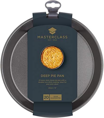 MasterClass 23 cm Deep Pie Dish with PFOA Non Stick, Robust 1 mm Carbon Steel, 9 Inch Round Pan