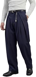 FUGAZEE Polyester Navy Pleated Korean Trousers | Straight Fit with Button Closure Price In India