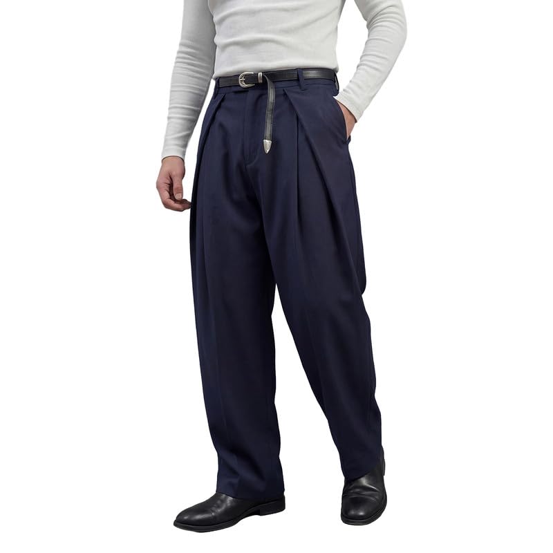 FUGAZEE Polyester Navy Pleated Korean Trousers | Straight Fit with Button Closure - Review, Price and Buying Guide
