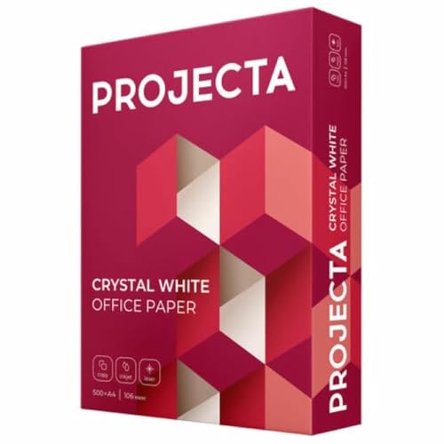 Projecta Ultra A4 Paper, 80 GSM Copy Paper (210mm x 297mm), 1 Ream (500 Sheets), Crystal White Office Paper,Made in Russia