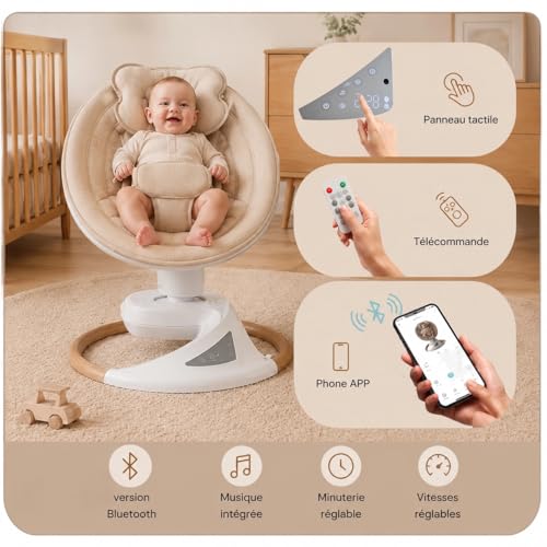 Miniatura 4 de Bebe2luxe Emy : Silla Mecedora Eléctrica Para Niños Emy, Hamaca Para Bebé, Columpio Bebe