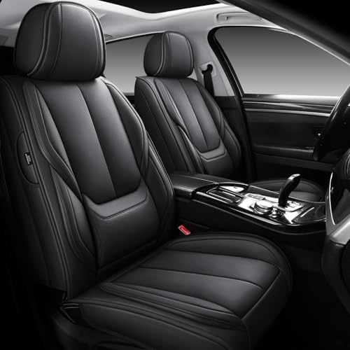 Image of MINGBRON Seat Covers, Car Seat Covers Front Seats, Car Seat Cover, Car Seat Protector Waterproof, Car Seat Cushion Nappa Leather, Black Seat Covers Carseat Cover Universal Fit for Most Cars