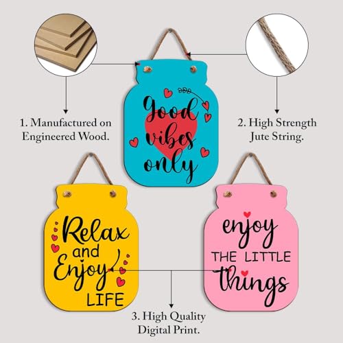 Image of Zesta Wooden Wall Hanging Decorative Items /Hanging Home Wall Decor Items /MDF Decoration Items for Home /Cute Wall Art For Living Room /Home Decor Items Living Room (JAR-07)