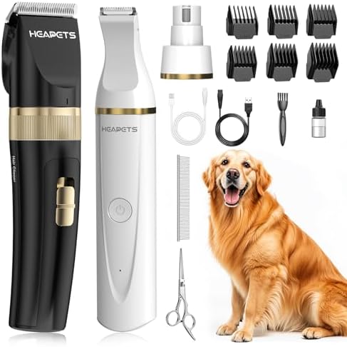HEAPETS Dog Hair Clippers Grooming Kit with Paw Trimmer and Nail Grinder