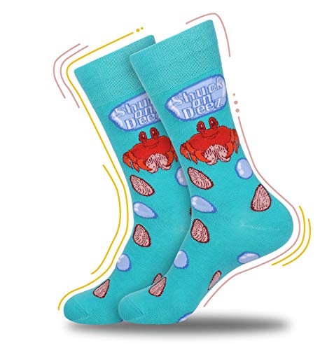 Fishing Socks Shuck On Deez Nuts Meme Socks Punny Socks Crab Socks Graphic Socks Joke Socks Casual Dress Socks