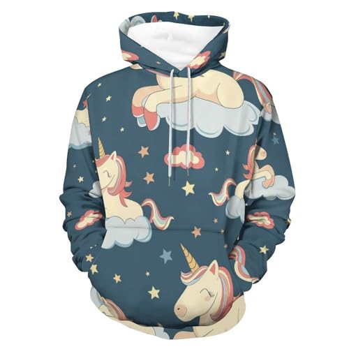 Sweat à capuche Nuages de Licorne | Hoodie unisexe taille S