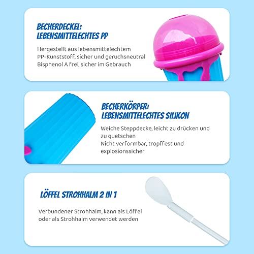 Foto von Ribiil Magic Slushy Maker Squeeze Cup, Frozen Magic Slushy Maker with 2 in 1 Straw and Spoon, Freeze Portable Squeeze Cup, Frozen Smoothies Cup for Everyone (Blue)