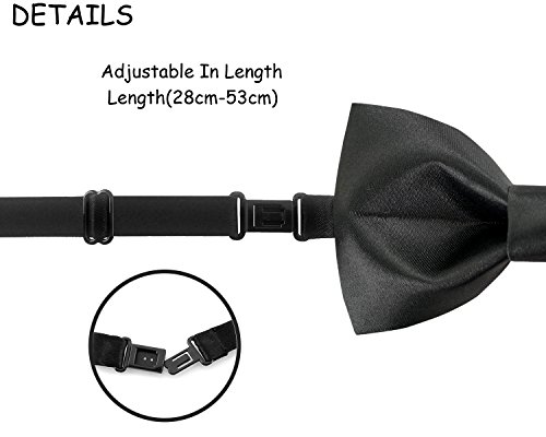 Image of GUUNIEE Men's Satin Silk Racehorse Bow Ties Pre-tied Solid Horse Racing Bowtie