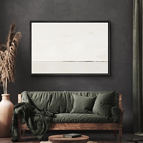 SIGNWIN Framed Canvas Print Wall Art White Watercolor Pastel Landscape Abstract Shapes Illustrations Modern Art Decorative Contemporary Chic Minimal for Living Room, Bedroom, Office - 16\"x24\" Black - Thumbnail 2