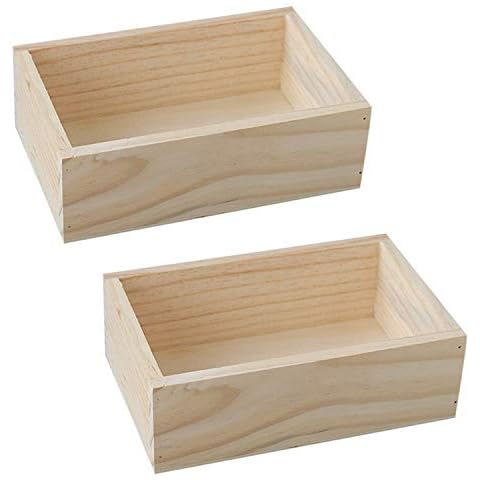 LONG TAO 2 Pcs 7.5" × 5" × 2.4" Natural Wooden Succulent Planter Plant Container Box Window Boxes Rectangular Flower Pot Storage Box for Indoor Outdoor Home Venue Decor Cover