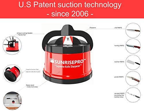 SunrisePro Supreme Knife Sharpener | afilador de cuchillos for all Blade Types | Razor Sharp Precision & Perfect Calibration | Easy & Safe to Use | Ideal for Kitchen, Workshop, Craft Rooms, Camping