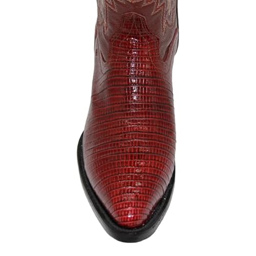 The Western Shops Men's Genuine Leather Lizard Print J Toe Cowboy Boot (6, Wine) #TOP4