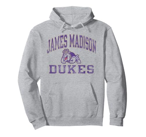 James Madison Dukes Vintage Worn Gray Officially Licensed Pullover Hoodie