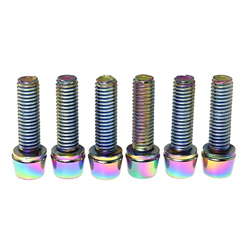 Rlecs 6Pcs Colorful Bicycle Stem Bolts With Washer Bicycle Bike Stem Screws M5X18Mm #TOP17
