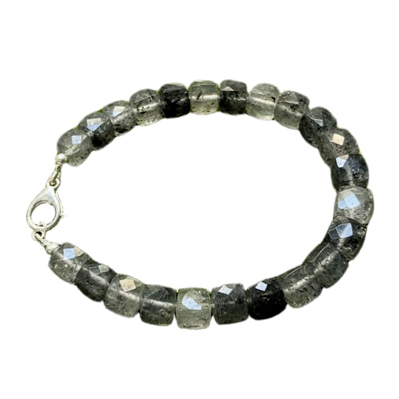 Bracelet en rutile noire naturelle facettée fait main LKBEADS