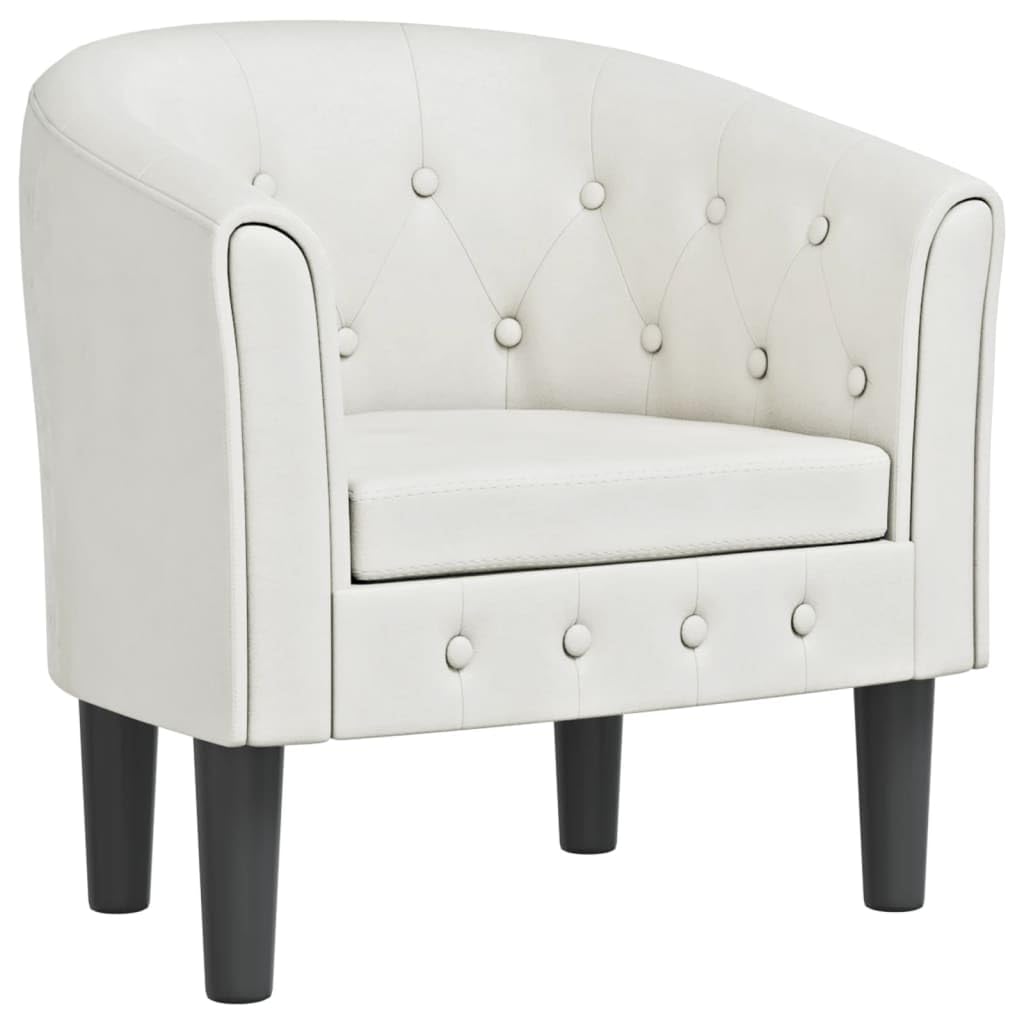 Fauteuil clubs en cuir synthétique blanc, moderne, confortable, avec agrafage à boutons, robuste, pour chambre à coucher, salon, bureau, coin lecture