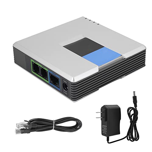 OhhGo VoIP Gateway, Internet Phone 2 Ports Adapter Internet VoIP Phone Adapter Phone Gateway SIP RJ45 Cable for Linksys PAP2T