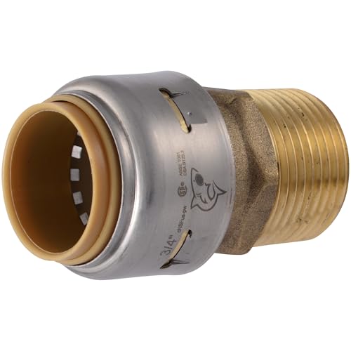 SharkBite Max 3/4 Inch MNPT Adapter, Push to Connect Brass Plumbing Fitting, PEX Pipe, Copper, CPVC, PE-RT, HDPE, UR134A