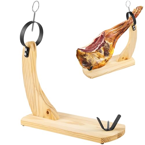 Ham Stand, Wooden Ham Holder with Non-Slip Pads, Professional Prosciutto Carving Stand, 38x17x43 cm Stable Sturdy Ham Rack for Carving Spanish Hams and Italian Prosciutto