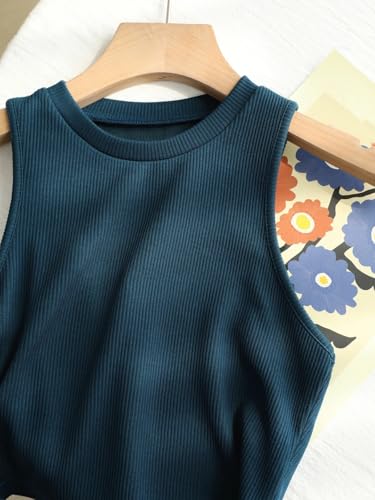 Image of Toochki Women's Ribbed Crop Tank Top | Stretchy Sleeveless Round Neck Fitted Top for Casual
