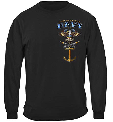 United States Navy Usn Shirt - Us Navy Long Sleeve Shirts -Black Medium #TOP1