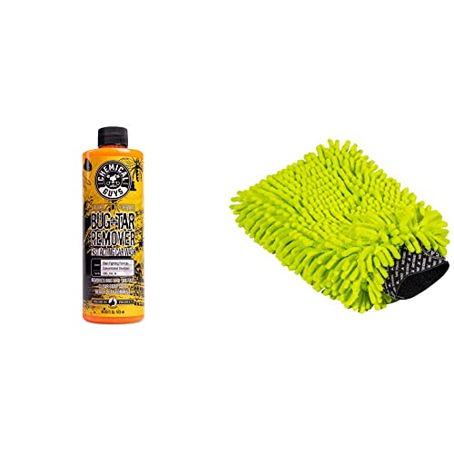 Image of Chemical Guys CWS 104 16M Car Wash Starter Bundle - Concentrated Bug and Tar Remover Car Wash Soap, 16 oz + Green Chenille Wash Mitt (2 Items) Works on Cars, Trucks, SUVs, RVs & More