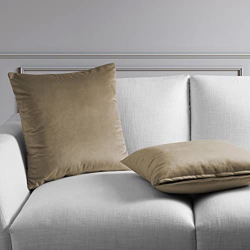 Image of HPD Half Price Drapes Cushion Cover 18 x 18 Heritage Plush Velvet - VPYC-190153-CC18PR - Pair, Museum Taupe