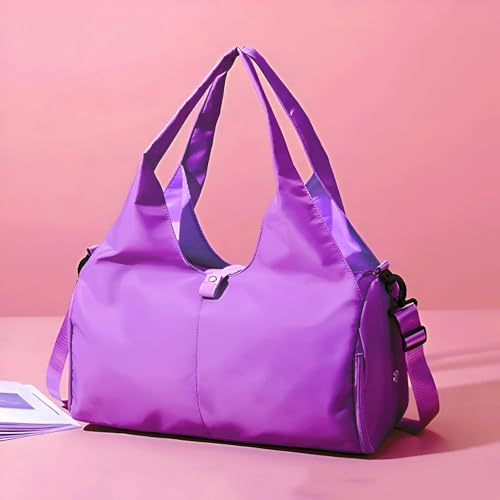 Image of BANQLYN Women Nylon Dry Wet Depart Sport Bag Multifunction Fitness Training Yoga Duffle Bag with Shoe compartmentFitness Bag Yoga Mat Bag (Purple)