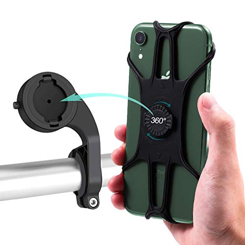 WisFox Soporte Móvil Bicicleta, Soporte Móvil Motocicleta Silicona Universal Rotación de 360° Grados, Soporte Movil Manillar Bici Ajustable para 4.0” a 6.8” Teléfono Smartphone