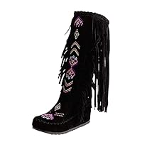 DFSDJEUW ankle wellies women Womens Ankle Boots Wide Fit Wedge Shoes Comfortable Waterproof Side Zipper Booties Warm Lined Low Heel Wellies Fashion Non Slip cow girl boots Black 6.5