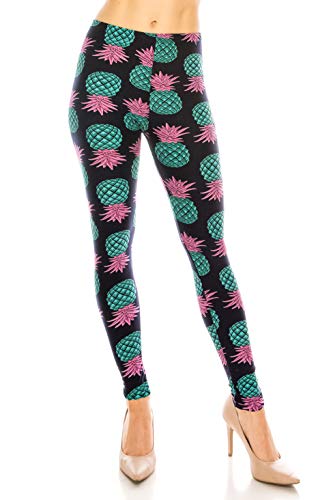 RENESEILLE Workout-Yoga-Leggings für Damen, hohe Taille, bedruckt, lässig, Stretch, elastische Taille, leicht, aktive Lounge-Hose, Ananas-Party, S/L RENESEILLE Workout-Yoga-Leggings für Damen, hohe Taille, bedruckt, lässig, Stretch, elastische Taille, leicht, aktive Lounge-Hose, Ananas-Party, S/L